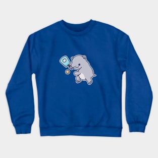 Kawaii Sports Pickleball Hippo Crewneck Sweatshirt